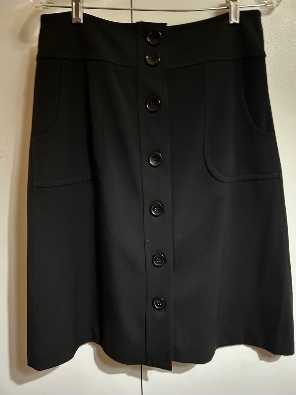 Grace Elements Black Button-Front A-Line Skirt with Pockets